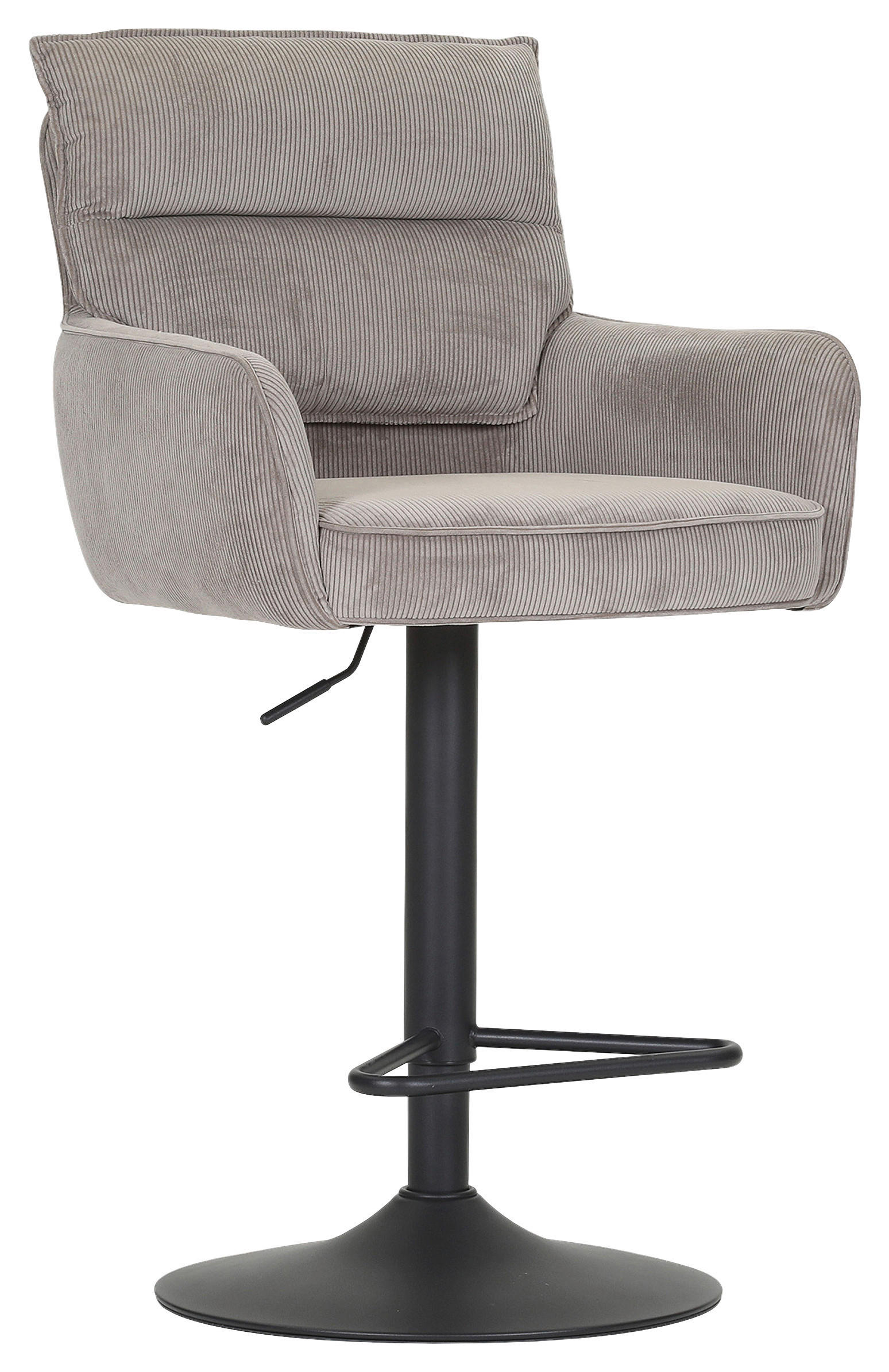 BARHOCKER Cord Taupe Stoffauswahl, Sitzfläche 360° drehbar  - Taupe/Schwarz, Design, Textil/Metall (54/98-120/58cm) - Novel