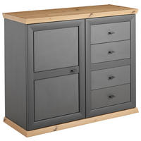 KOMODA, antracitová, dub artisan, 108/89,5/43 cm - antracitová/dub artisan, Lifestyle, kov/kompozitní dřevo (108/89,5/43cm) - Hom`in