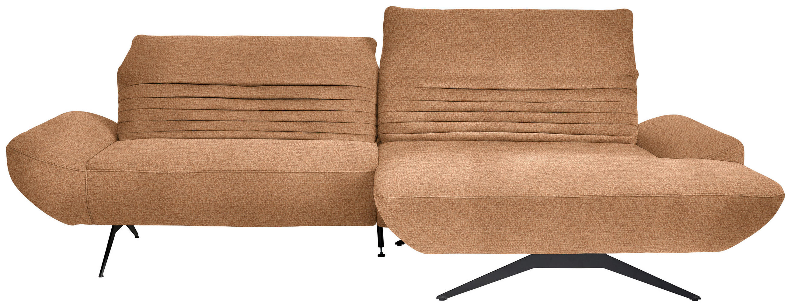 ECKSOFA in Chenille Aprikose  280/170-195 cm  - Aprikose/Schwarz, Design, Textil/Metall (280/170-195cm) - Dieter Knoll