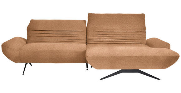 ECKSOFA  in Chenille Aprikose  280/170-195 cm  - Aprikose/Schwarz, Design, Textil/Metall (280/170-195cm) - Dieter Knoll