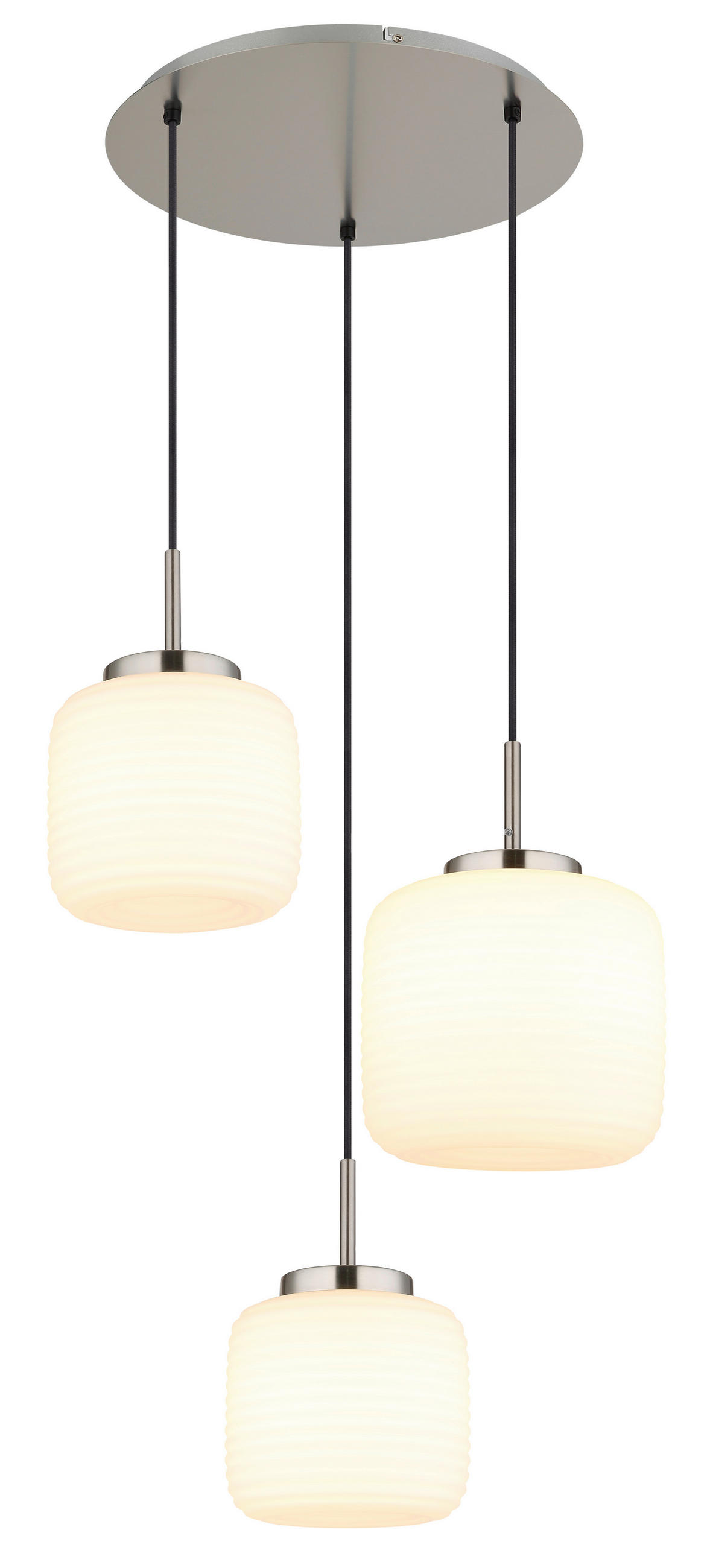 HÄNGELEUCHTE 52,5/130 cm  - Schwarz/Weiß, KONVENTIONELL, Glas/Textil (52,5/130cm) - Globo
