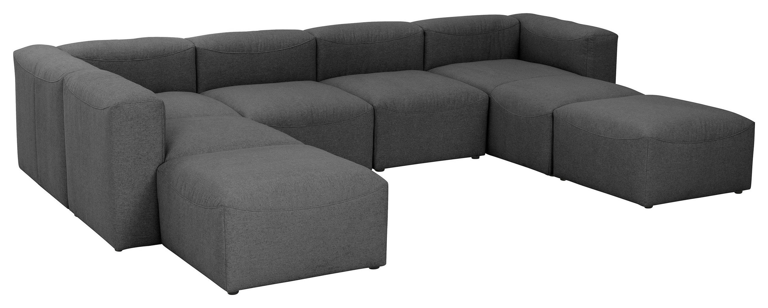 WOHNLANDSCHAFT Anthrazit Flachgewebe  - Anthrazit, Design, Kunststoff/Textil (250/350/235cm) - Max Winzer