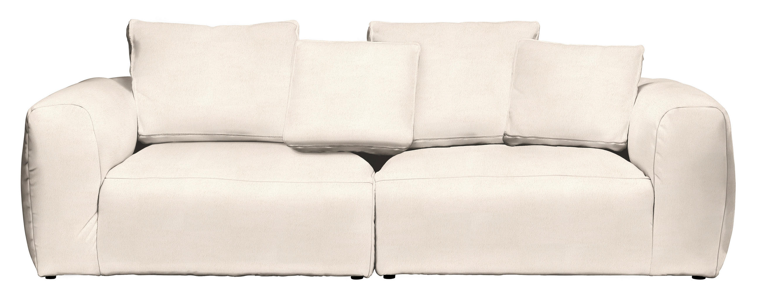 BIGSOFA Samt Beige  - Beige/Schwarz, Modern, Kunststoff/Textil (260/70/122cm) - Carryhome