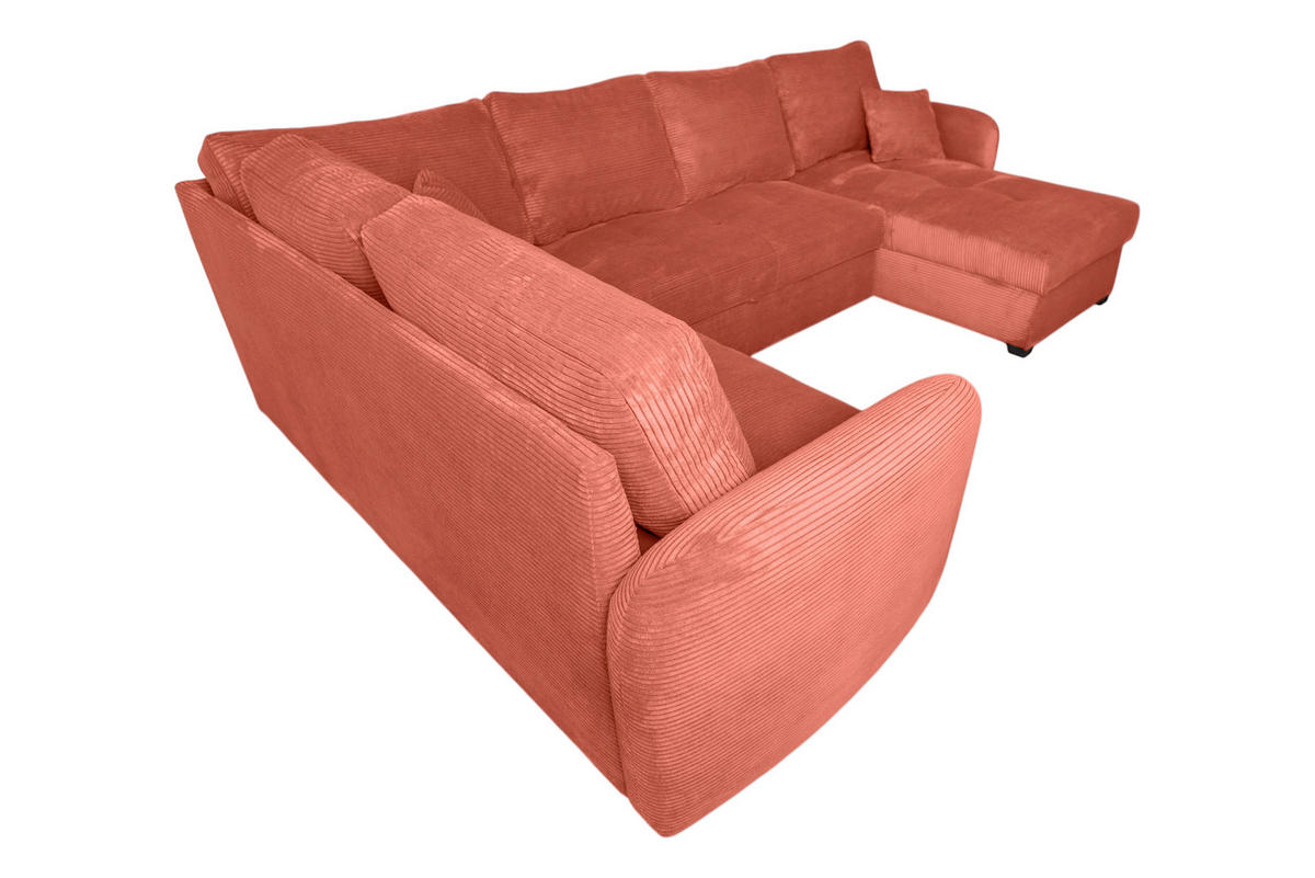 WOHNLANDSCHAFT SORINA Orange Cord  - Schwarz/Orange, Design, Kunststoff/Textil (202/305/157cm) - MID.YOU