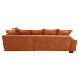 ECKSOFA Dunkelorange Cord Rückenkissen, Armlehnenkissen, Bettkasten, Schlaffunktion, Rücken echt, Liegefläche im Originalstoff  - Dunkelorange/Schwarz, KONVENTIONELL, Kunststoff/Textil (304/212cm) - Carryhome