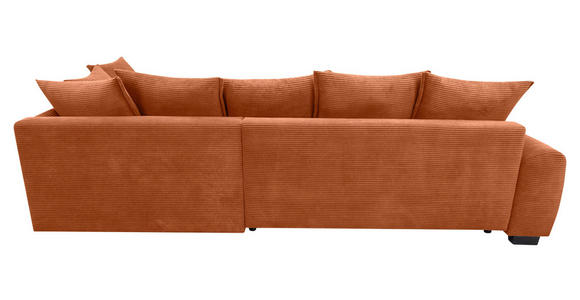 ECKSOFA Dunkelorange Cord Rückenkissen, Armlehnenkissen, Bettkasten, Schlaffunktion, Rücken echt, Liegefläche im Originalstoff  - Dunkelorange/Schwarz, KONVENTIONELL, Kunststoff/Textil (304/212cm) - Carryhome