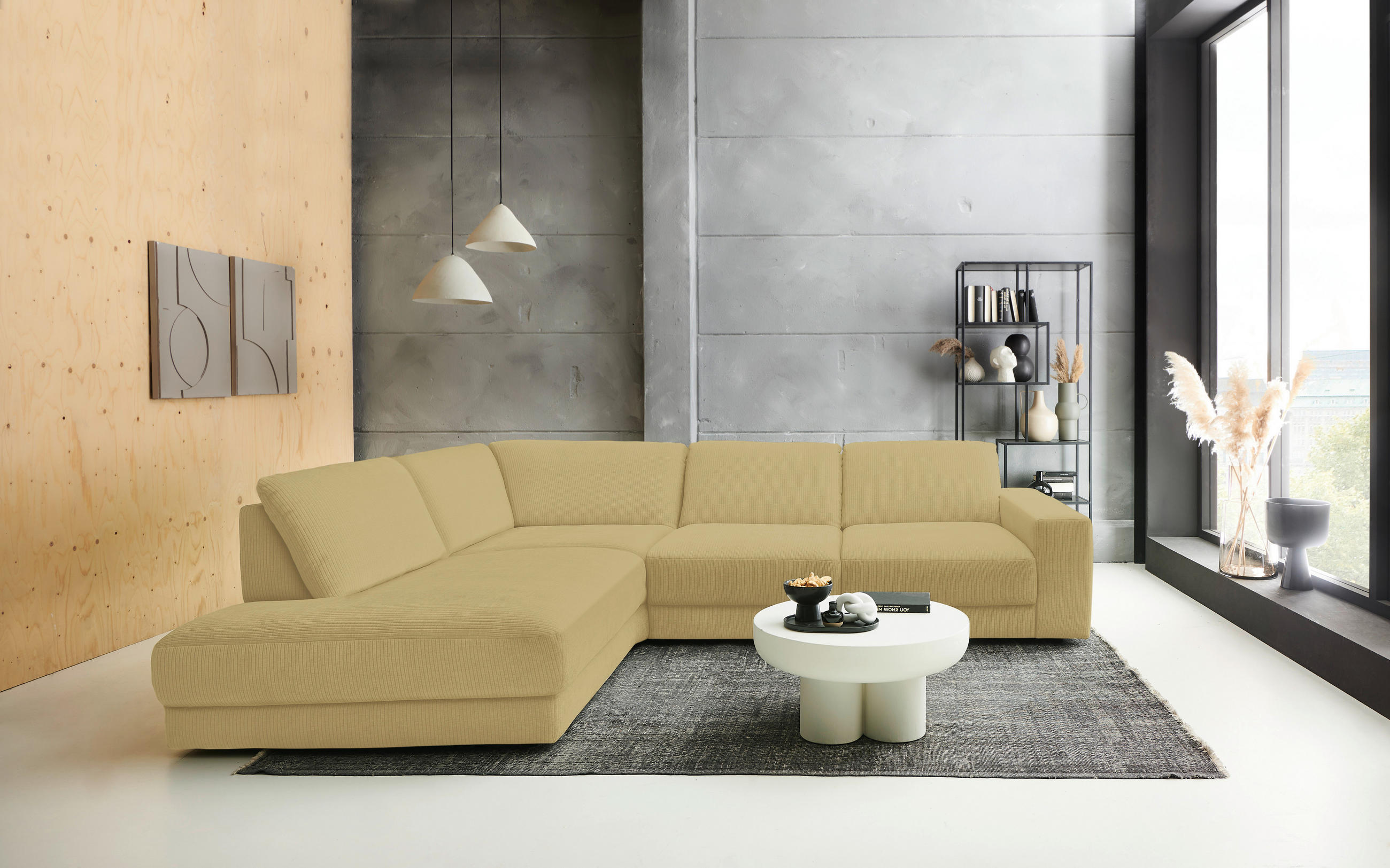 ECKSOFA in Chenille, Jacquard Honig  - Schwarz/Honig, Design, Kunststoff/Textil (242/316cm) - Niels Andersson