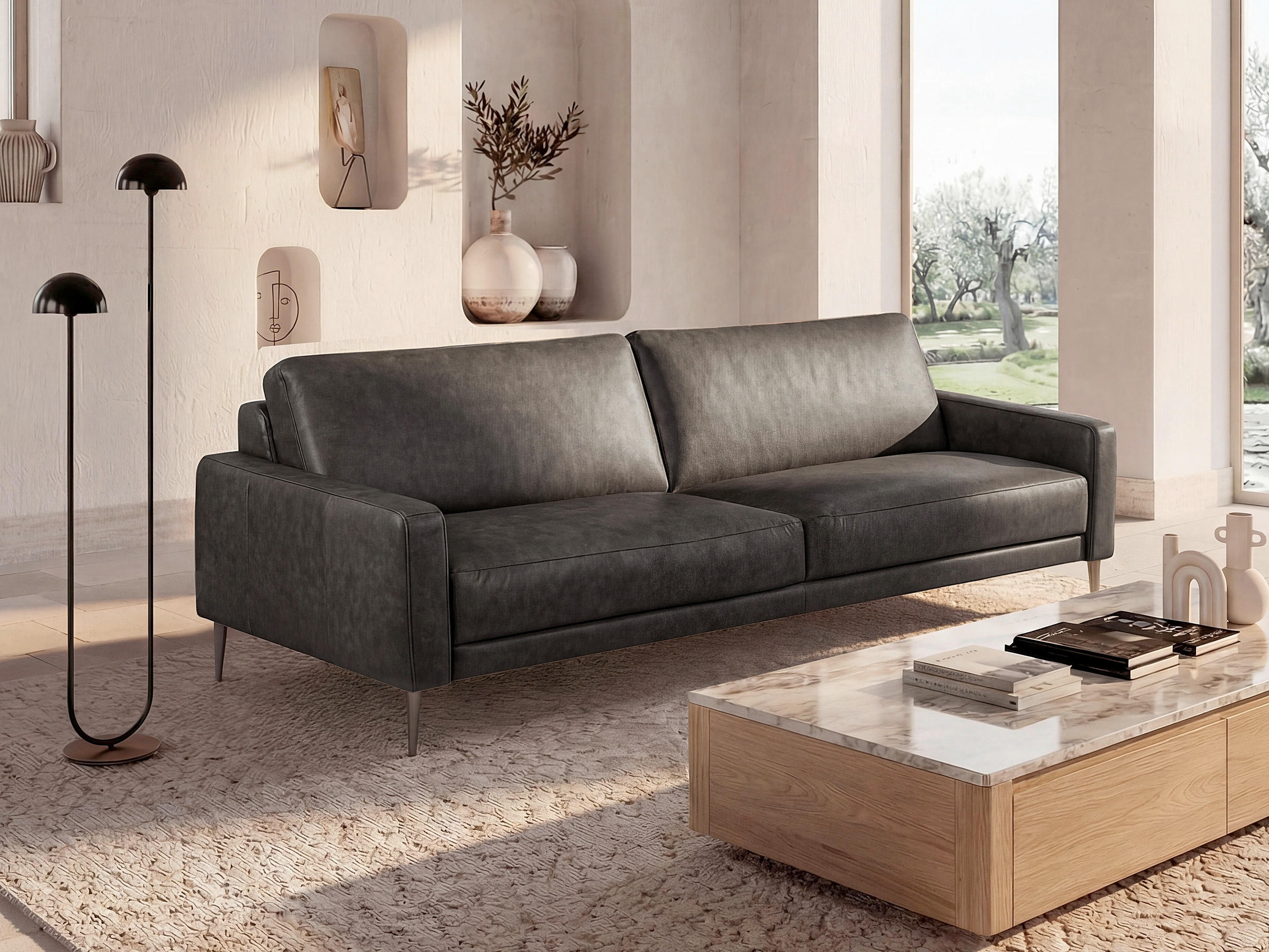 Livetastic 3,5-Sitzer Spring Dunkelgrau 207x85x92 cm