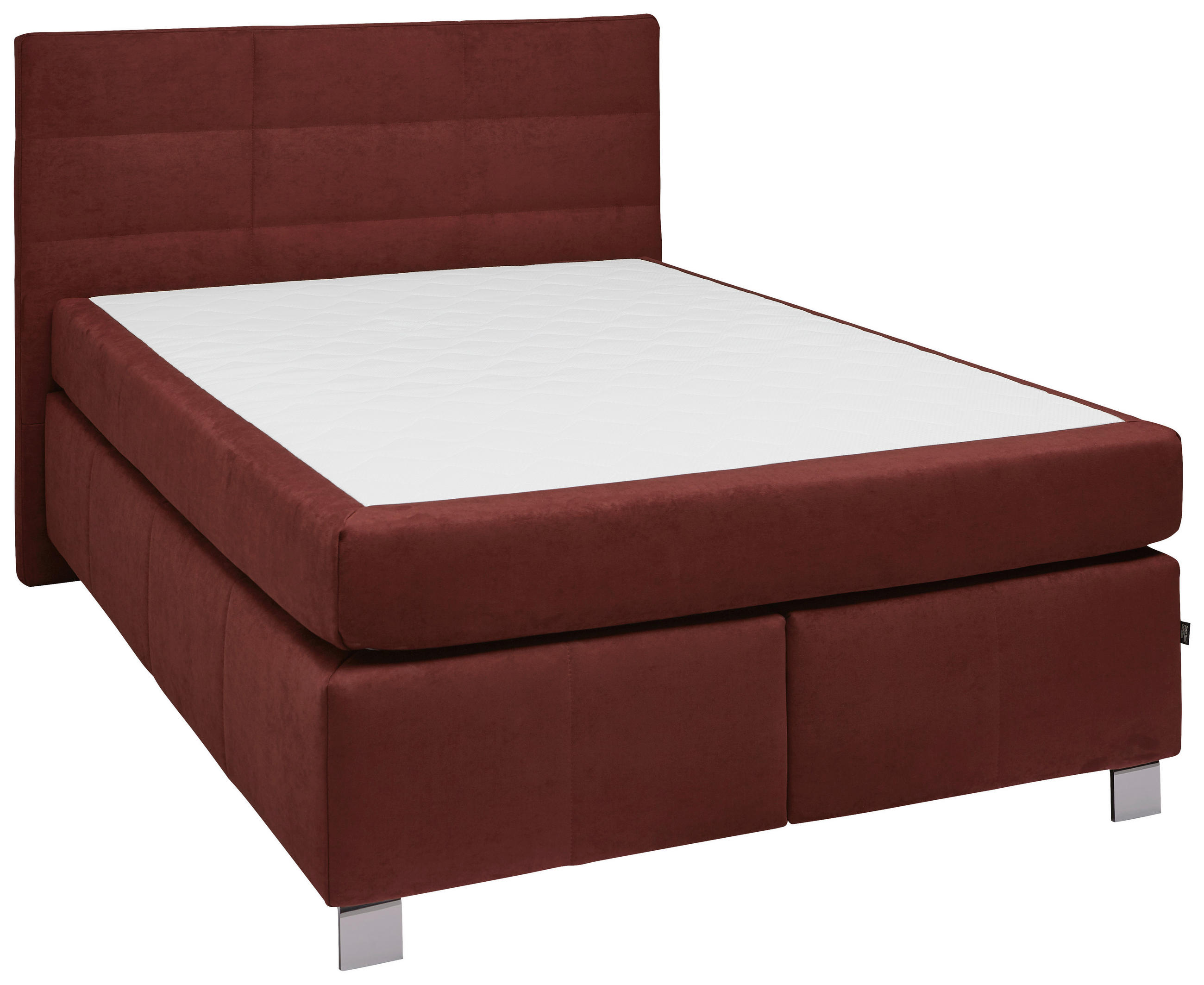 BOXSPRINGBETT 140/200 cm  in Rotbraun  - Rotbraun/Alufarben, KONVENTIONELL, Textil/Metall (140/200cm) - Dieter Knoll