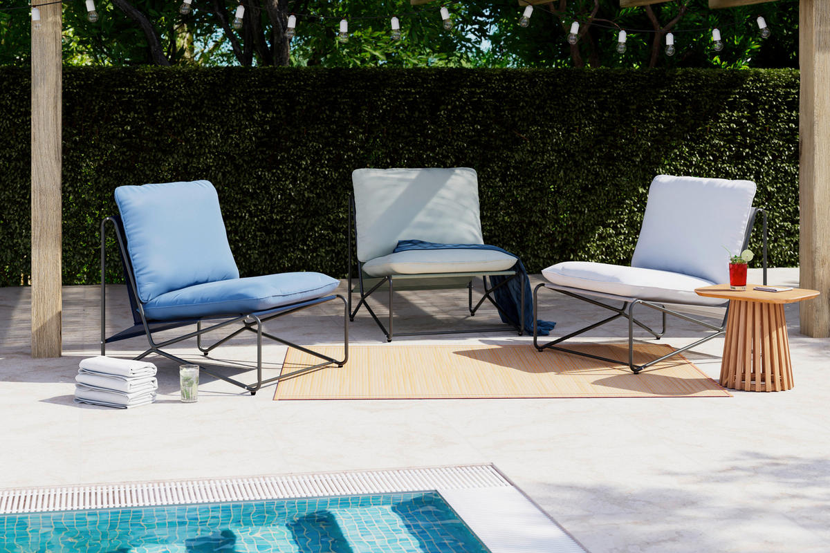 LOUNGESESSEL  - Blau/Anthrazit, Modern, Kunststoff/Textil (75/76/89cm) - Ambia Garden