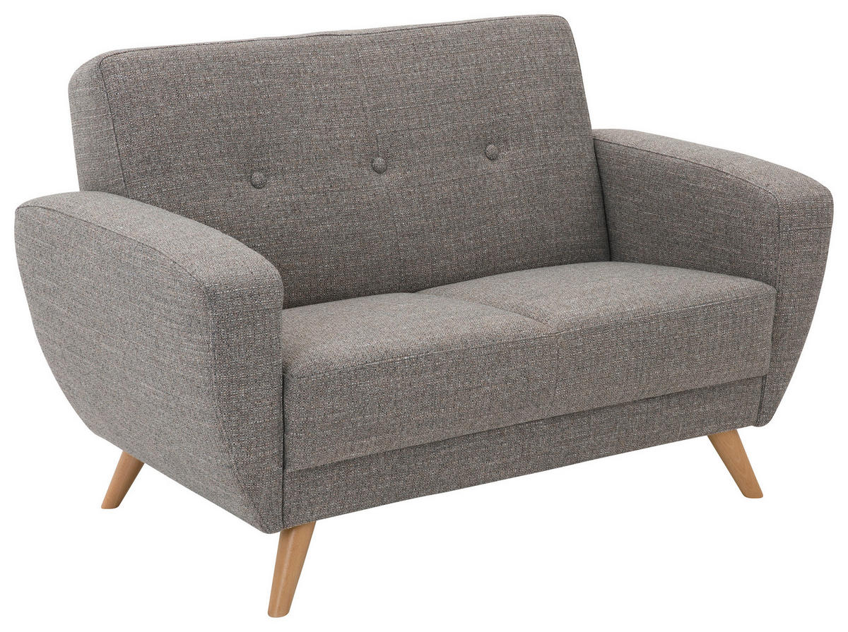 2-SITZER-SOFA in Flachgewebe Grau  - Naturfarben/Grau, Design, Holz/Textil (136/85/82cm) - Max Winzer
