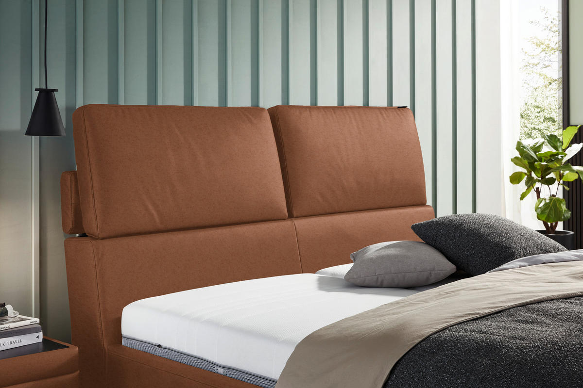 POLSTERBETT 180/200 cm  in Cognac  - Hellbraun/Cognac, Design, Holz/Textil (180/200cm) - Johann Jakob