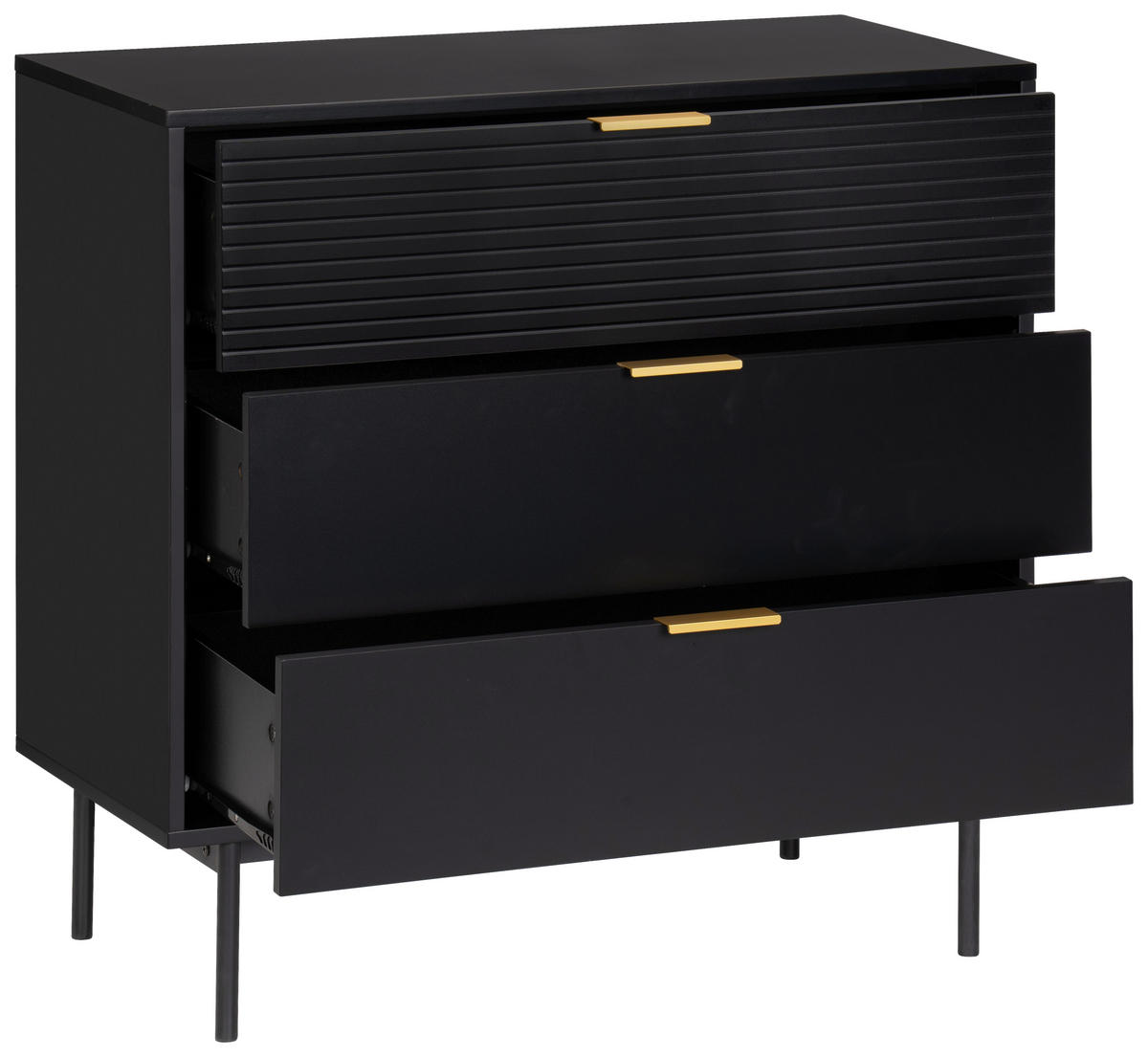 KOMODA, černá, barvy zlata, 80/80/40 cm - černá/barvy zlata, Design, kov/kompozitní dřevo (80/80/40cm) - Livetastic