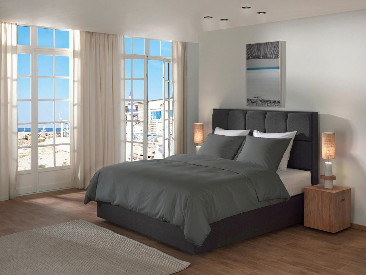 BETTWÄSCHE 2-teilig Suite-Casablanca Renforcé 135/200 cm  - Dunkelgrau, Basics, Textil (135/200cm)