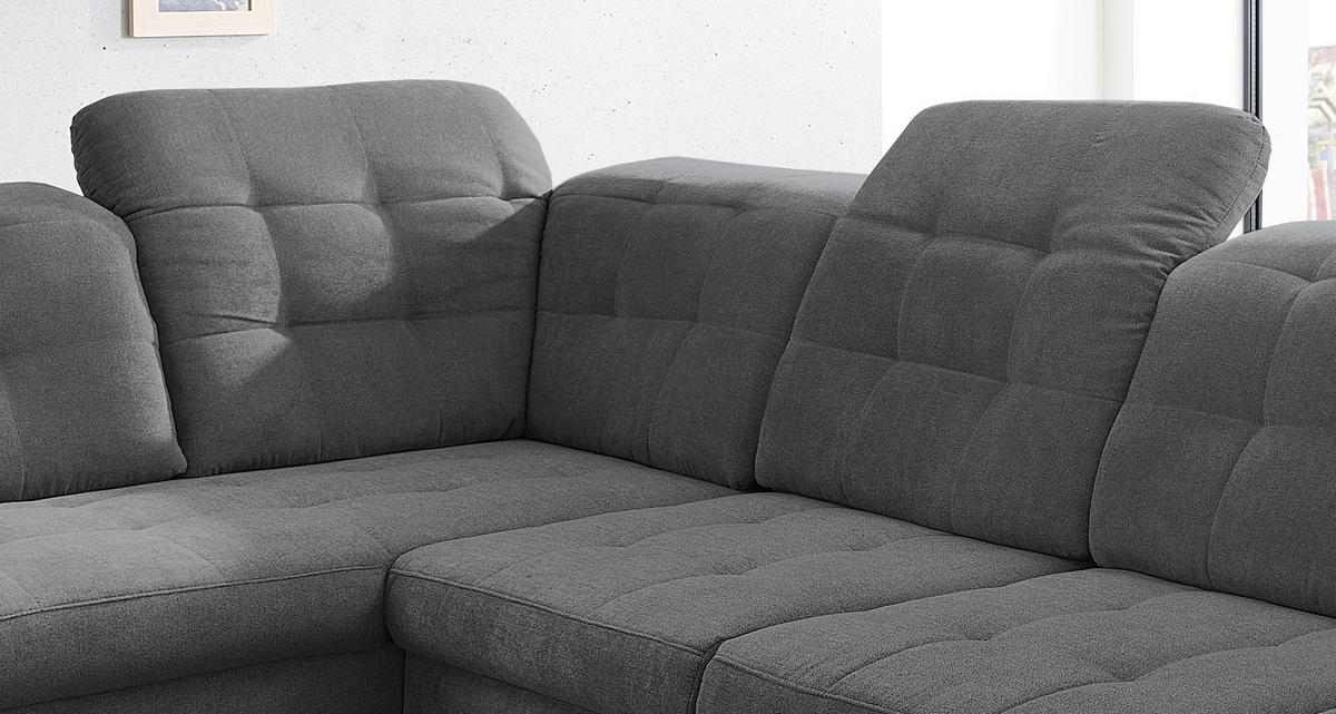 WOHNLANDSCHAFT in Mikrofaser Anthrazit  - Chromfarben/Anthrazit, Design, Kunststoff/Textil (212/330/169cm) - Livetastic