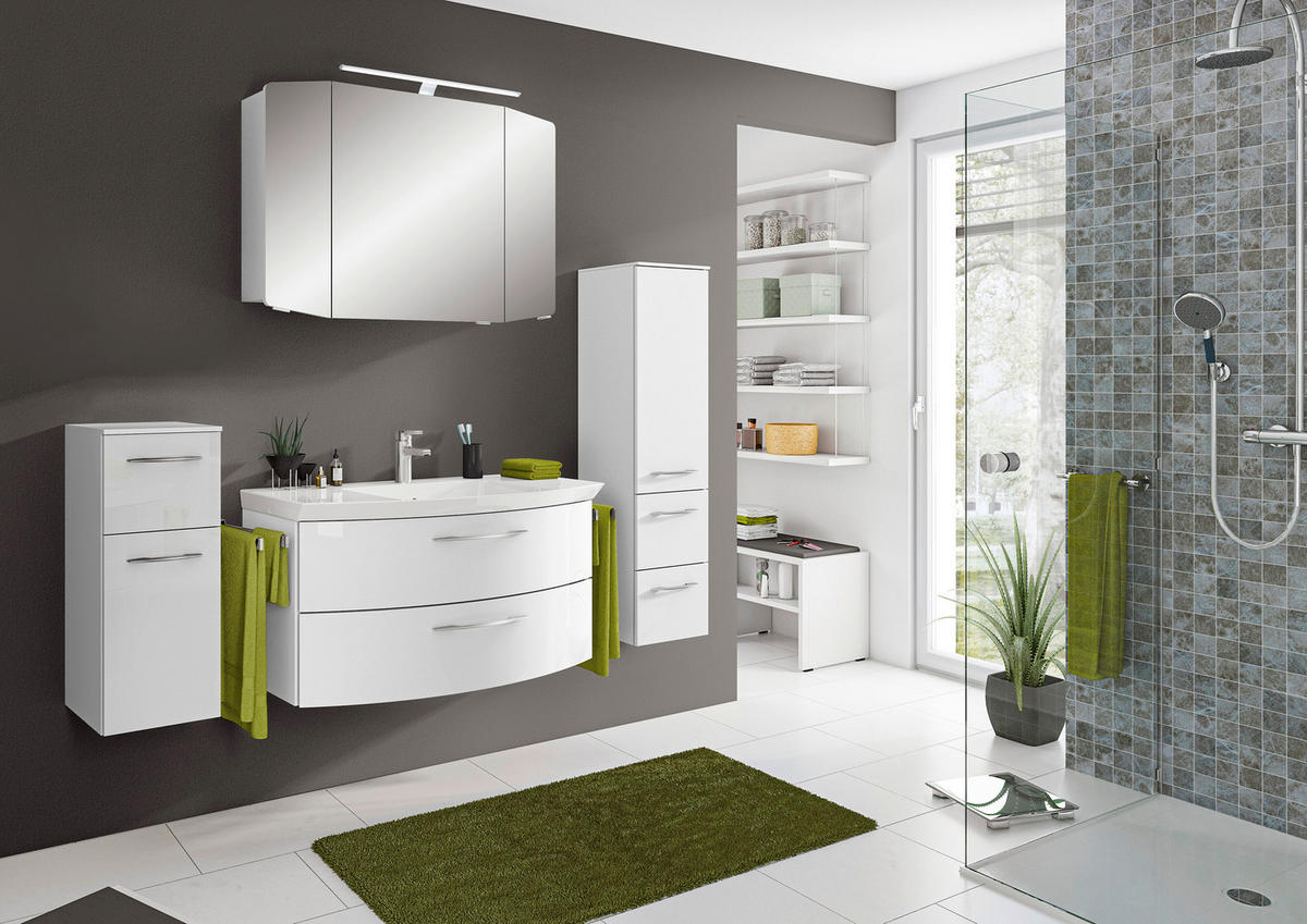 BADEZIMMER 5-teilig  in 161 cm  - Chromfarben/Weiß Hochglanz, KONVENTIONELL, Glas/Holzwerkstoff (161cm) - Pelipal