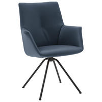 ARMLEHNSTUHL  in Stahl Echtleder pigmentiert  - Graublau/Schwarz, Design, Leder/Metall (60/90/61cm) - Dieter Knoll