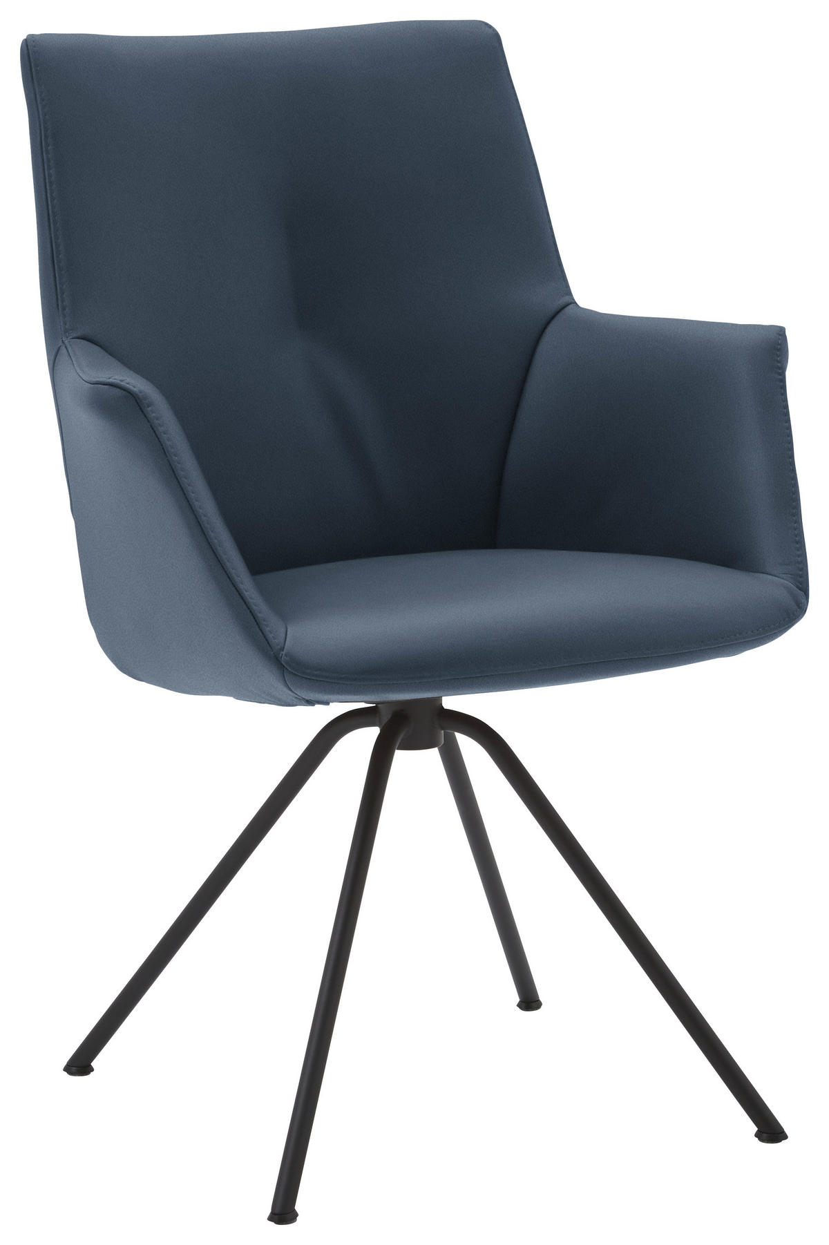 ARMLEHNSTUHL  in Stahl Echtleder pigmentiert  - Graublau/Schwarz, Design, Leder/Metall (60/90/61cm) - Dieter Knoll