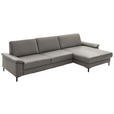 ECKSOFA  in Echtleder Hellgrau  334/176 cm  - Hellgrau/Schwarz, Design, Leder/Metall (334/176cm) - Dieter Knoll