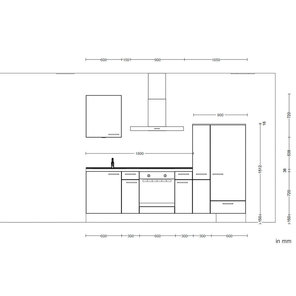 Thumbnail - Nobilia Küchenblock Structura, Eiche dunkel, Metall, 2 Schublade(n),1 Schublade(n) Schubladen, nur wie online abgebildet...