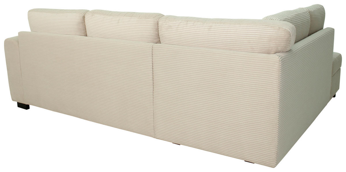 ECKSOFA JOHN Creme Cord Rückenkissen, Bettkasten, Liegefläche im Originalstoff  - Creme/Schwarz, Trend, Kunststoff/Textil (178/239cm) - P & B