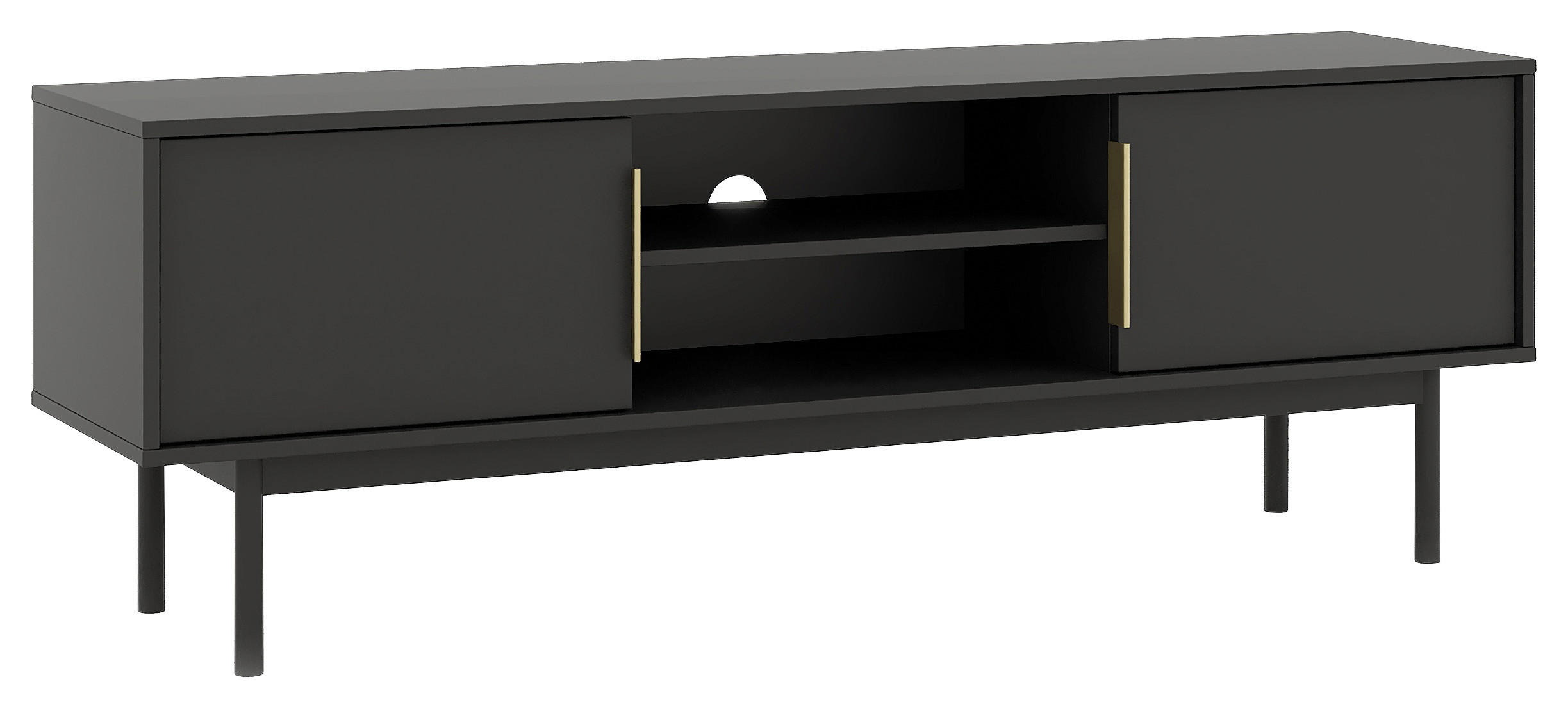 LOWBOARD Viva  in 154/53,5/39 cm  - Goldfarben/Schwarz, Design, Holzwerkstoff/Metall (154/53,5/39cm) - Xora