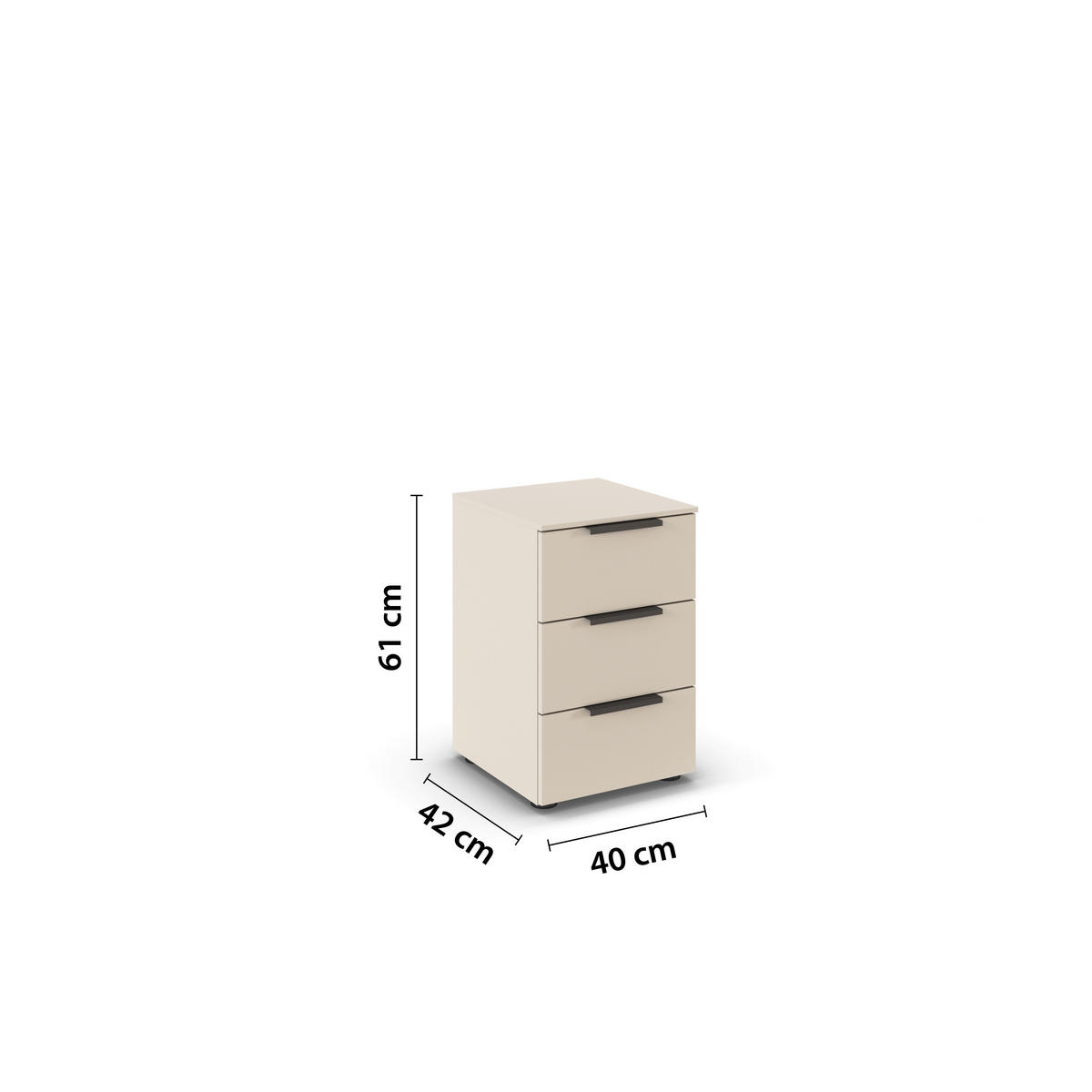 NACHTSCHRANK 40/61/42 cm  - Champagner/Graphitfarben, MODERN, Holzwerkstoff/Metall (40/61/42cm) - Rauch Möbel