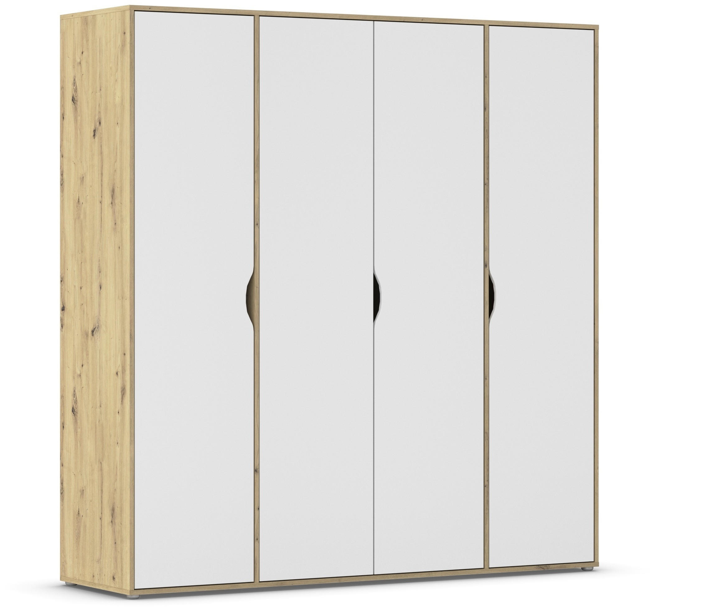 Rauch Möbel Drehtürenschrank Weiß, Eiche Artisan 187x194x53 cm