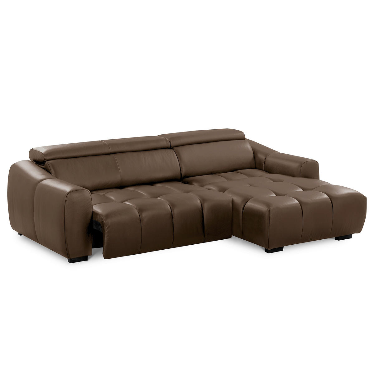 ECKSOFA  Echtleder Braun  - Schwarz/Braun, Design, Leder/Kunststoff (274/177cm) - Livetastic