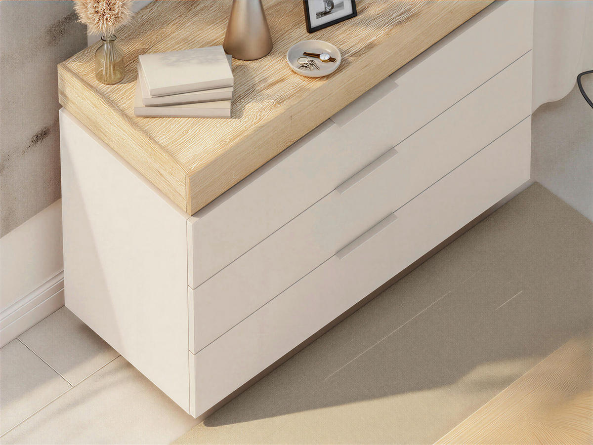 KOMODA, barve hrasta, kašmir  - kašmir/črna, Moderno, kovina/umetna masa (110/94/52cm) - Hom`in