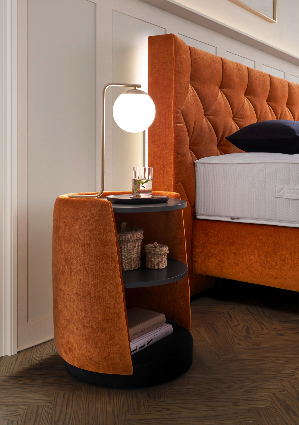 NACHTSCHRANK 48/57,5/48 cm Fichte, Kiefer Schichtholz, Sperrholz, Hartholz  - Schieferfarben/Rostfarben, Design, Holz/Holzwerkstoff (48/57,5/48cm) - Dieter Knoll