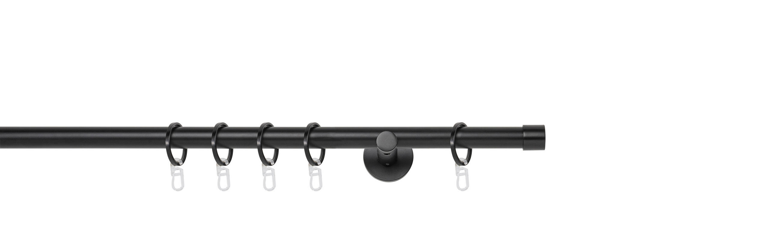 VORHANGSTANGENSET  100 cm  - Schwarz, Basics, Metall (100cm)
