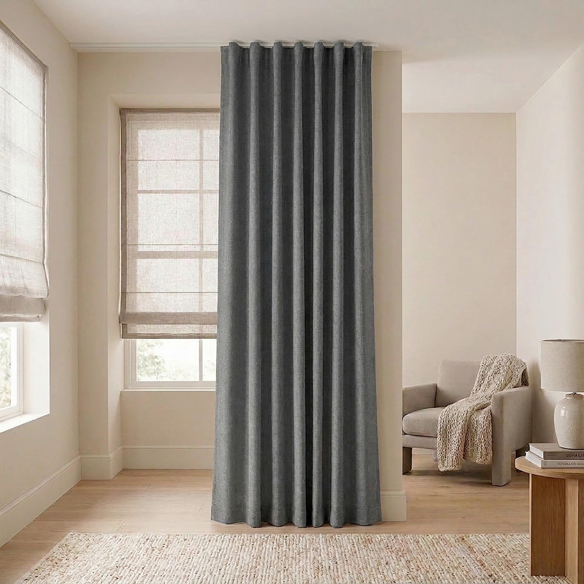FERTIGVORHANG  black-out (lichtundurchlässig)   140/280 cm  - Anthrazit, Basics, Textil (140/280cm)