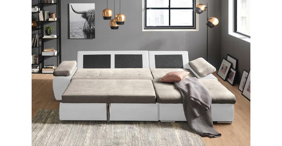 ECKSOFA  in Flachgewebe Weiß, Beige  271/175 cm  - Beige/Weiß, Design, Kunststoff/Textil (271/175cm) - Xora