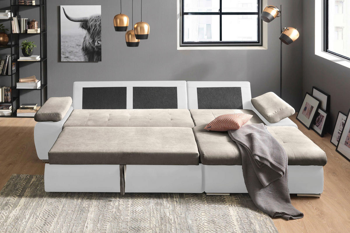 ECKSOFA JOY I -EXKLUSIV- TOP- - Beige/Weiß, Design, Kunststoff/Textil (271/175cm) - Xora