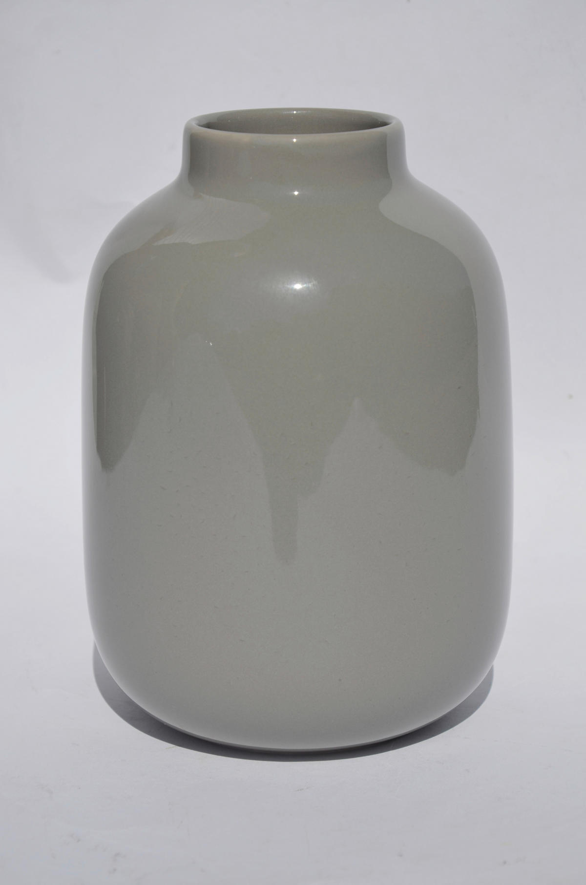 VASE  - Grau Hochglanz, Basics, Keramik (13/18/13cm)