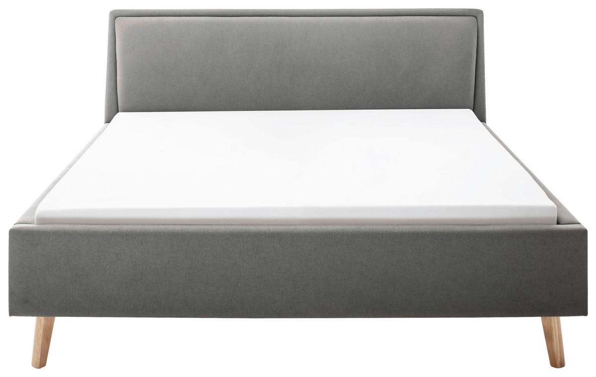 POLSTERBETT 160/200 cm  in Hellgrau  - Eichefarben/Hellgrau, Konventionell, Holz/Textil (160/200cm) - Livetastic
