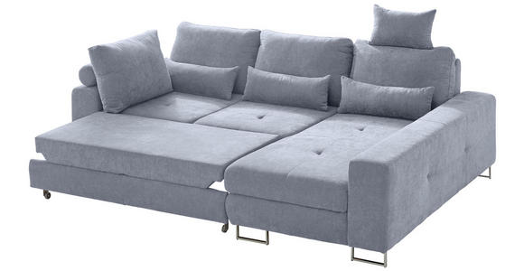 ECKSOFA in Flachgewebe Grau  - Grau, Design, Textil/Metall (260/188cm) - Hom`in