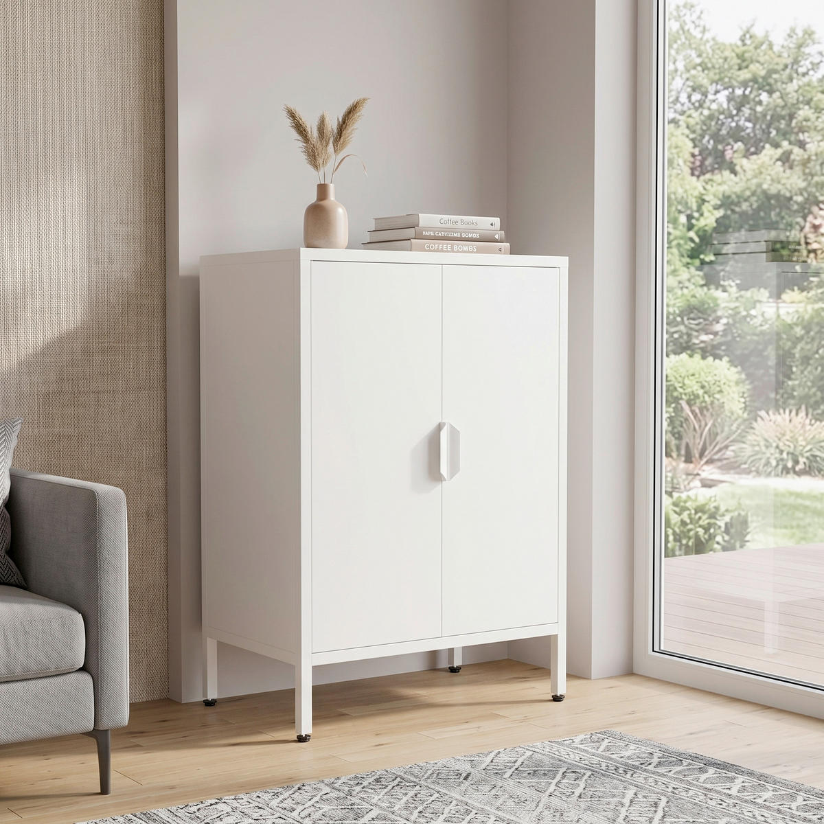 KOMMODE Flokas, 60/80/35 cm,  - Weiß, Design, Metall (60/80/35cm) - MID.YOU
