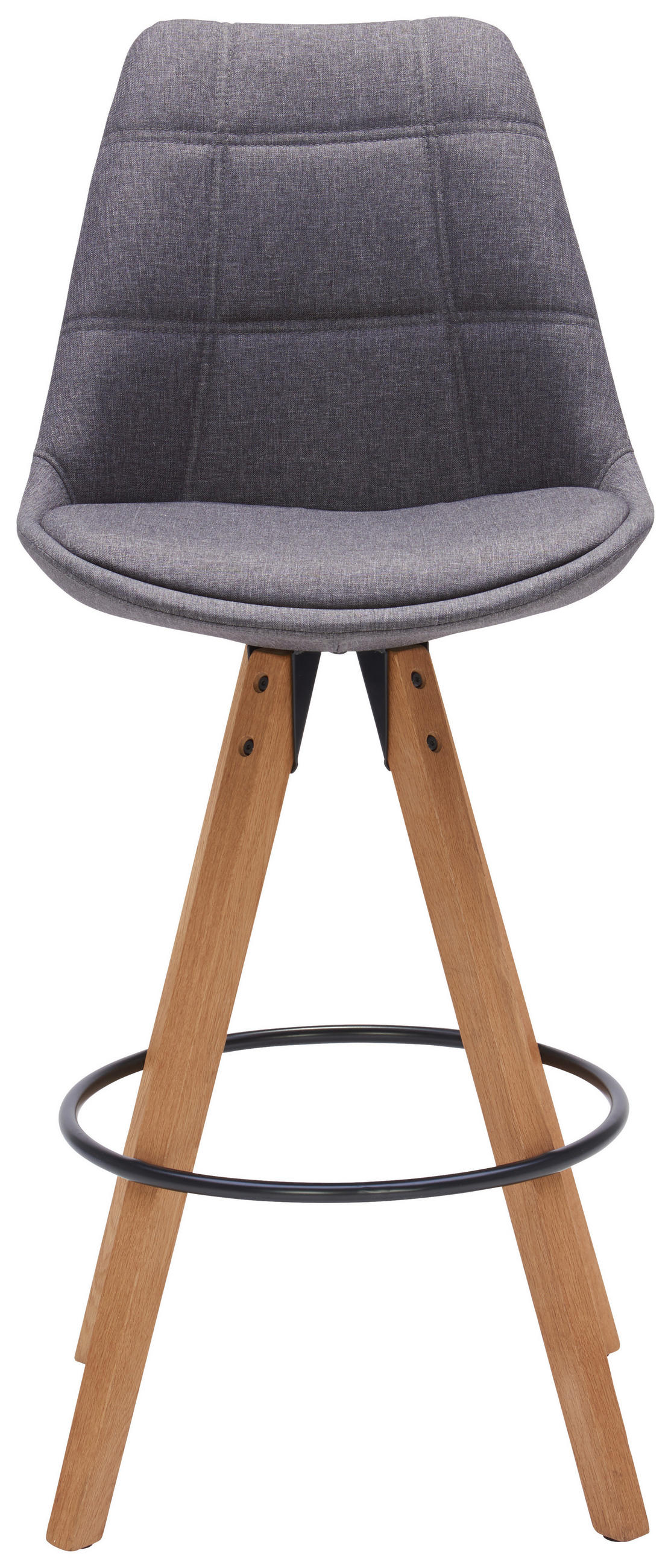 Scaun de bar in textil culoare lemn stejar, gri închis  - gri închis/culoare lemn stejar, Design, lemn/metal (49/113,5/56cm) - Carryhome