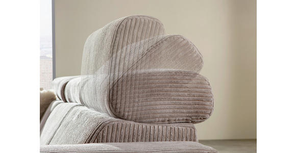 ECKSOFA Taupe Cord Rücken echt, Kopfteilverstellung, Sitzvorzug  - Taupe/Schwarz, KONVENTIONELL, Textil/Metall (170/257cm) - Carryhome