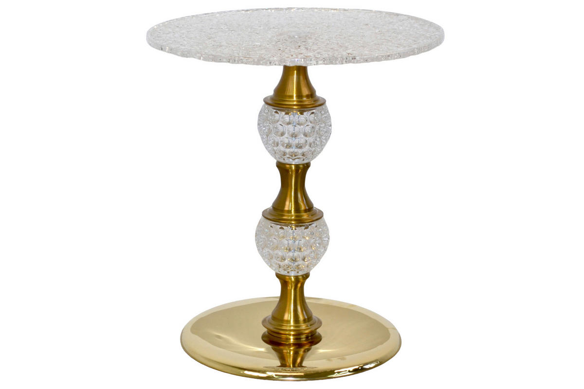 BEISTELLTISCH 45/45/50 cm Chromfarben, Goldfarben rund  - Chromfarben/Goldfarben, Design, Glas/Metall (45/45/50cm) - MID.YOU