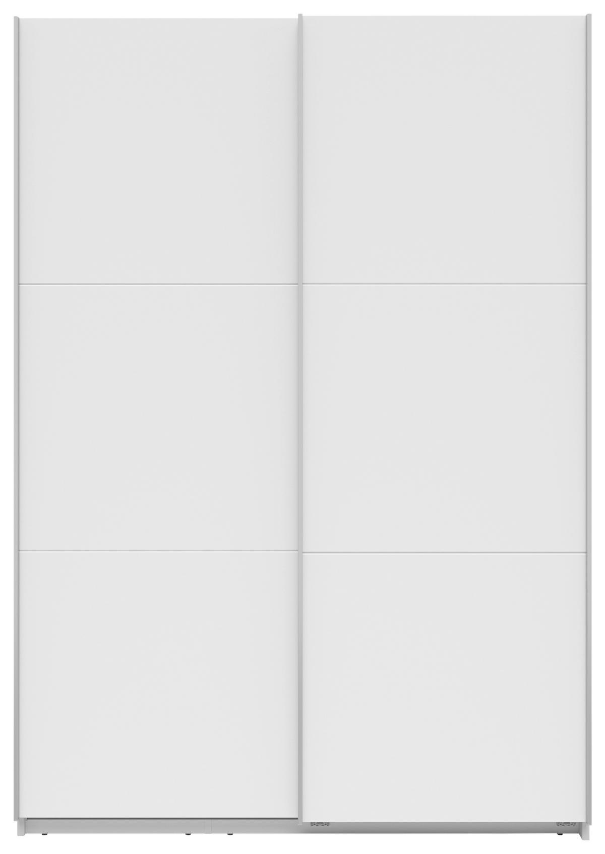 SCHWEBETÜRENSCHRANK 150/216/64 cm 2-türig Weiß  - Silberfarben/Weiß, Basics, Holzwerkstoff/Metall (150/216/64cm) - Boxxx