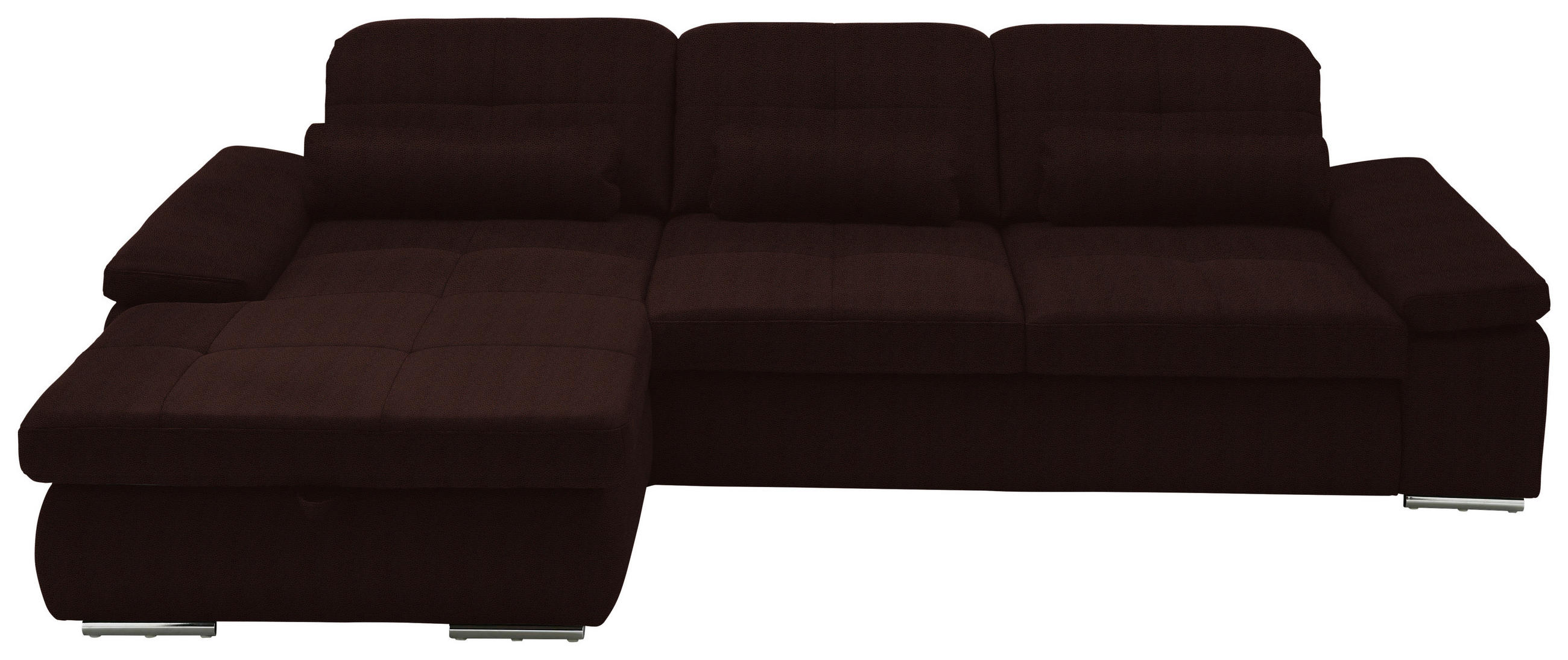 ECKSOFA  in Flachgewebe Dunkelbraun  195/309 cm  - Chromfarben/Dunkelbraun, Design, Textil (195/309cm) - Beldomo Style
