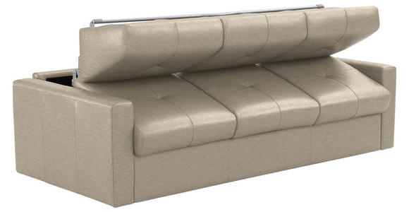 SCHLAFSOFA Bard in Echtleder Beige  - Beige/Schwarz, KONVENTIONELL, Leder/Kunststoff (206/81/96cm) - Novel