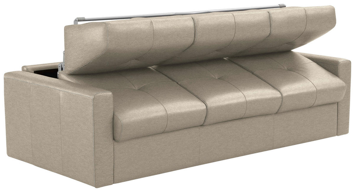 SCHLAFSOFA Beige  - Beige/Schwarz, Konventionell, Leder/Kunststoff (206/81/96cm) - Novel