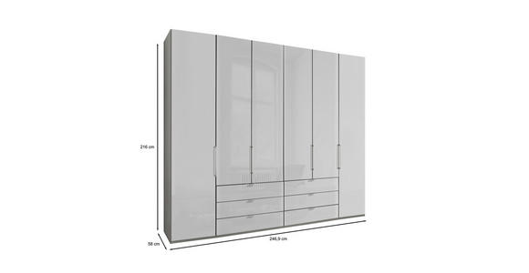 FALTTÜRENSCHRANK 250/216/58 cm 6-türig  - Chromfarben/Weiß, KONVENTIONELL, Glas/Holzwerkstoff (250/216/58cm) - Dieter Knoll