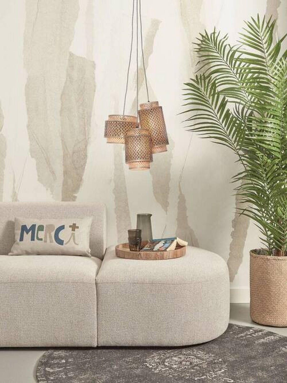 HÄNGELEUCHTE 65/50 cm  - Schwarz/Naturfarben, Trend, Holz (65/50cm) - Good & Mojo