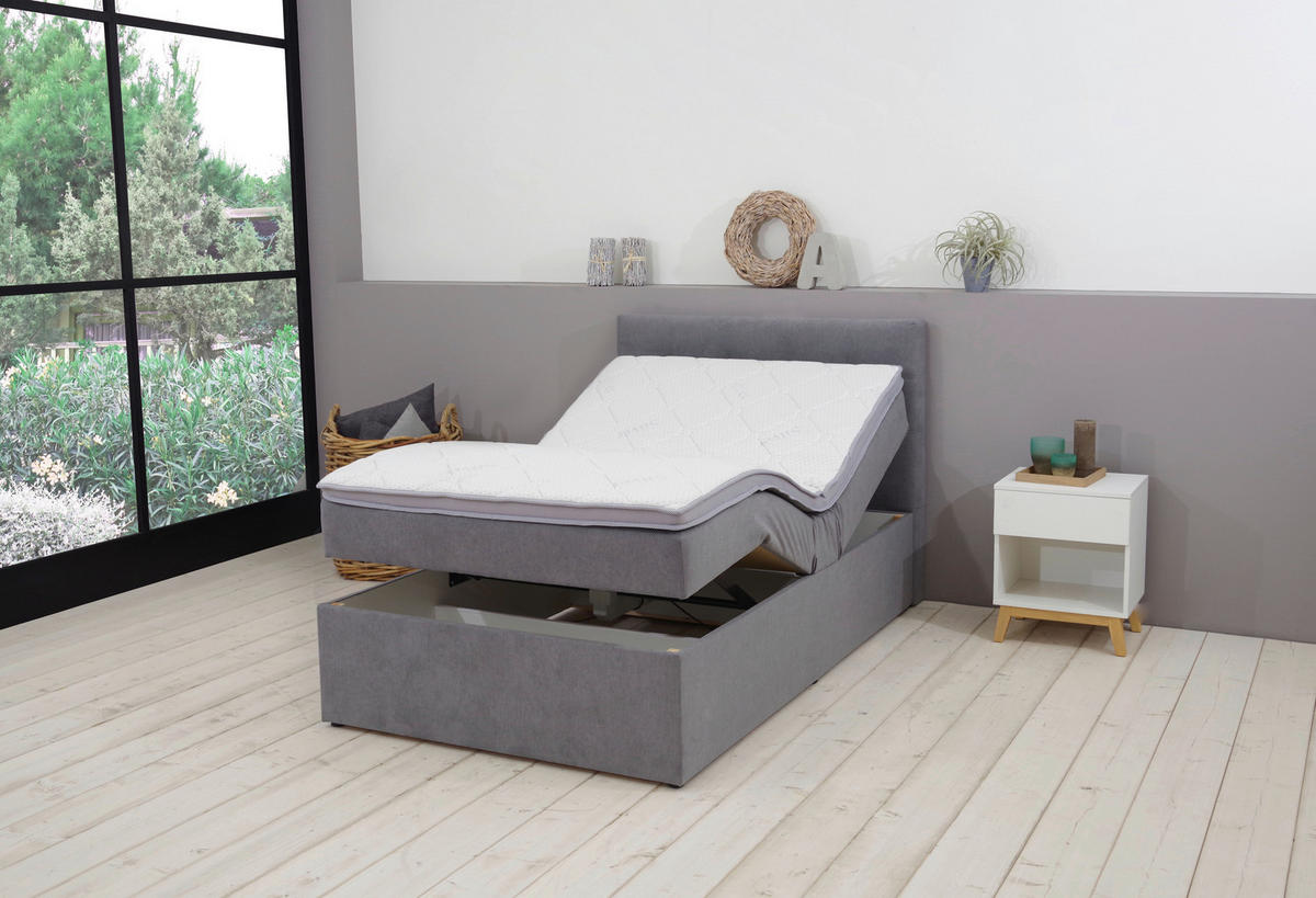 BOXBETT 120/200 cm  in Hellgrau  - Hellgrau/Schwarz, KONVENTIONELL, Kunststoff/Textil (120/200cm) - Carryhome