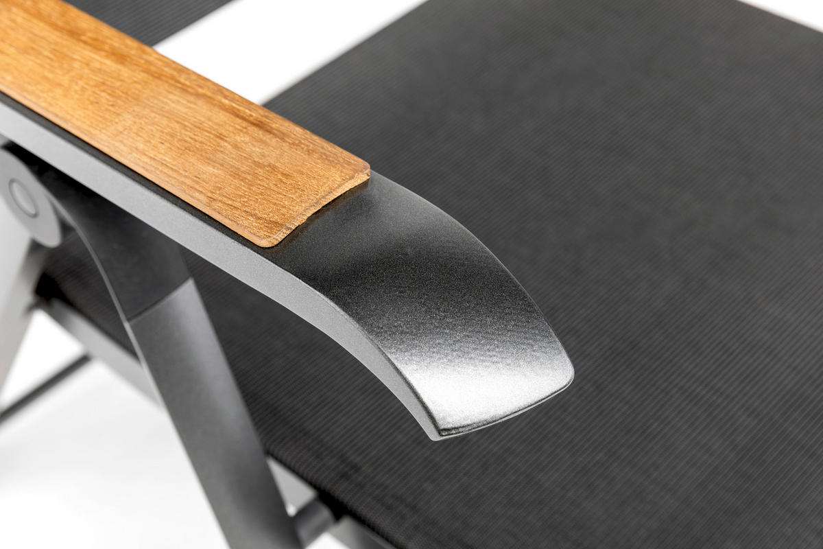 KLAPPSESSEL Netzbespannung Teakholz Hartholz Anthrazit  - Anthrazit/Naturfarben, Basics, Holz/Textil (50/110/65cm) - Kettler